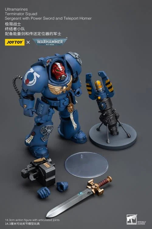 Warhammer 40K Ultramarines Terminator Squad Sergeant with Power Sword and Teleport Homer 1/18 Scale Action Figure