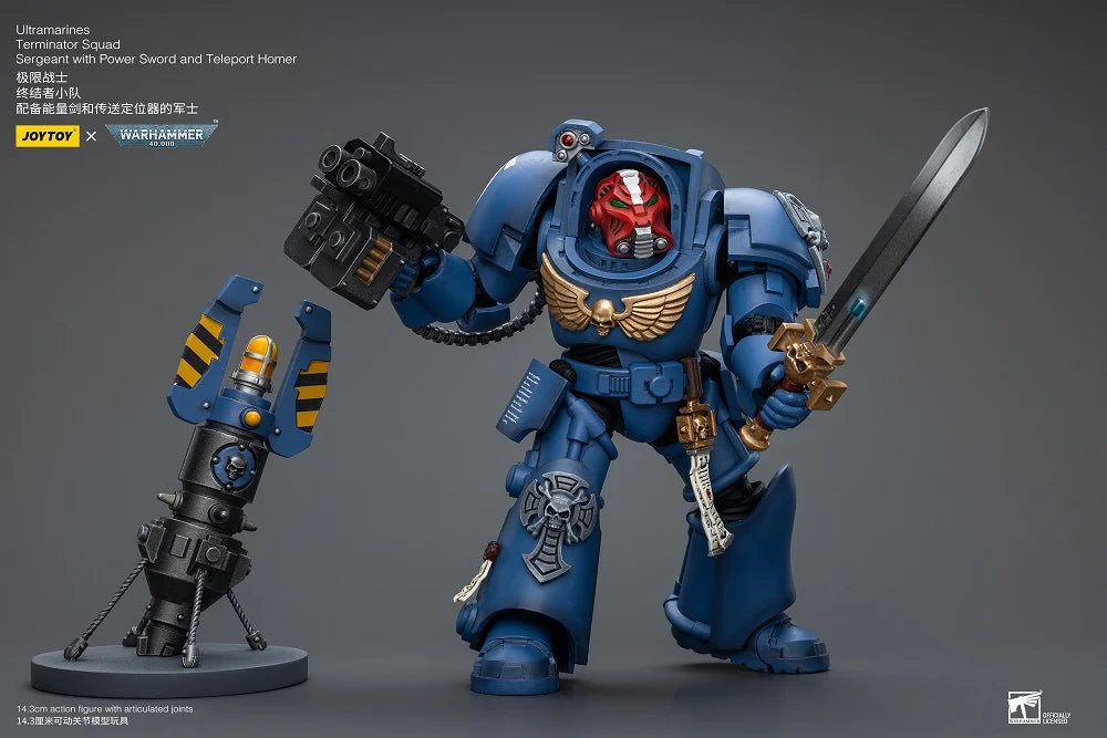 Warhammer 40K Ultramarines Terminator Squad Sergeant with Power Sword and Teleport Homer 1/18 Scale Action Figure