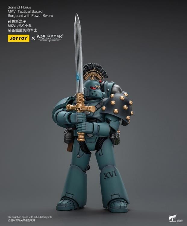 Warhammer 40k Sons of Horus MKVI Tactical Squad Sergeant with Power Sword 1/18 Scale Figure