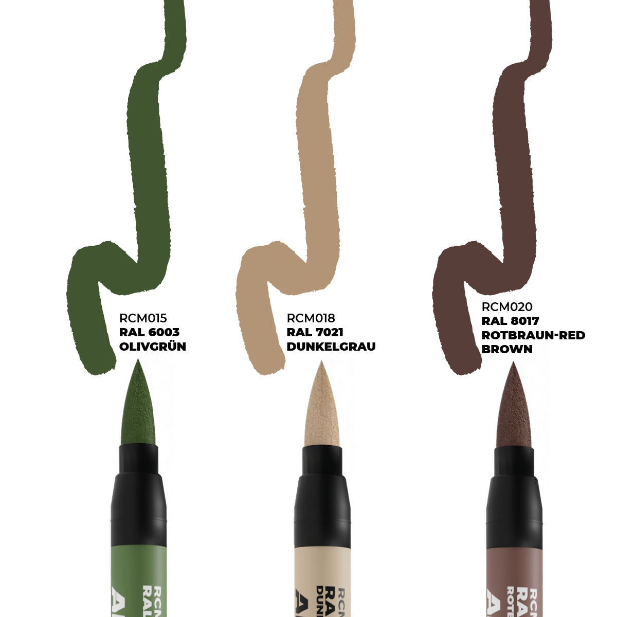 AK Interactive Real Colors Markers Late German AFV Camo Colors - Set 3 Real Colors Markers