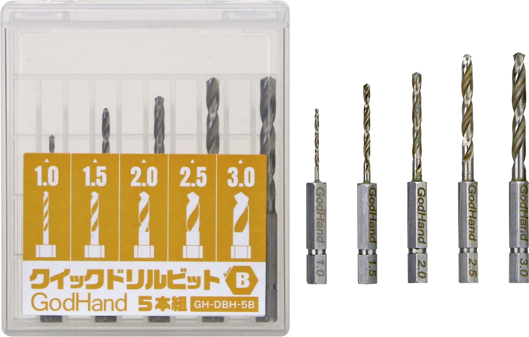 GodHand GH-DBQ-5B Quick Drill Bit 5-Piece Set (B) [Hex Base]