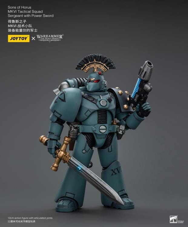 Warhammer 40k Sons of Horus MKVI Tactical Squad Sergeant with Power Sword 1/18 Scale Figure