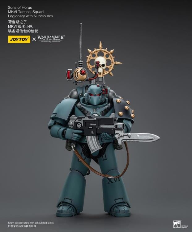 Warhammer 40k Sons of Horus MKVI Tactical Squad Legionary with Nuncio Vox 1/18 Scale Figure