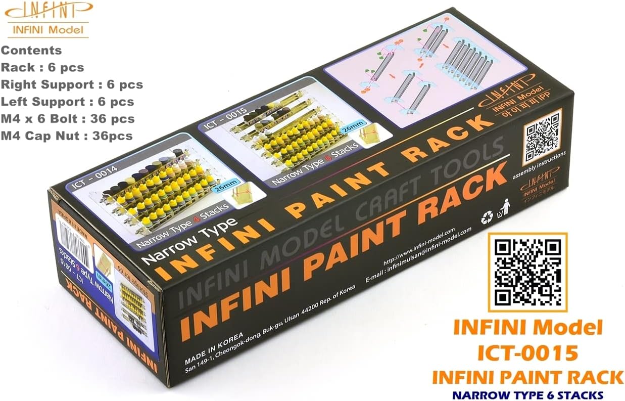 Paint Rack Narrow 6 stacks(Tamiya, Vallejo, Mig, AK)