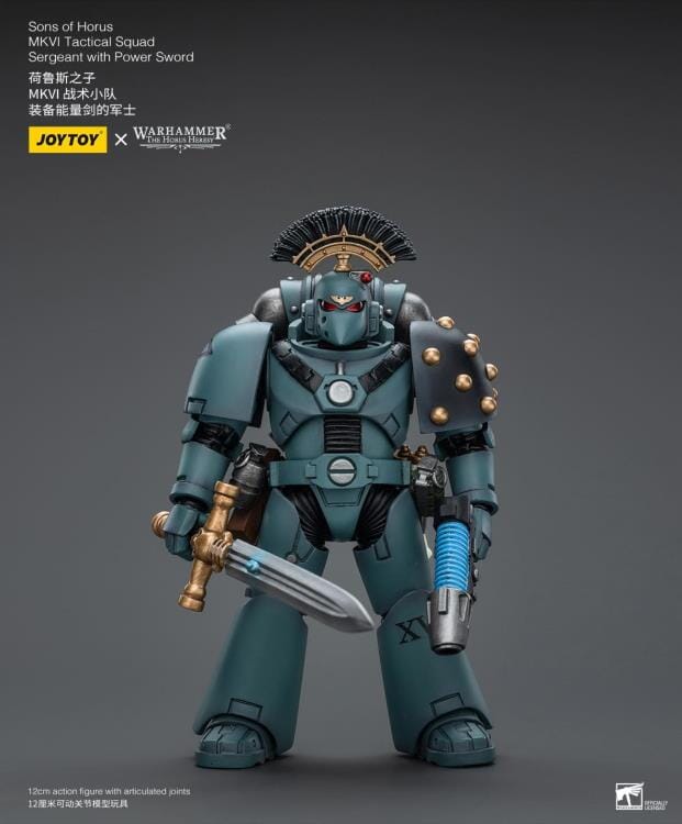 Warhammer 40k Sons of Horus MKVI Tactical Squad Sergeant with Power Sword 1/18 Scale Figure