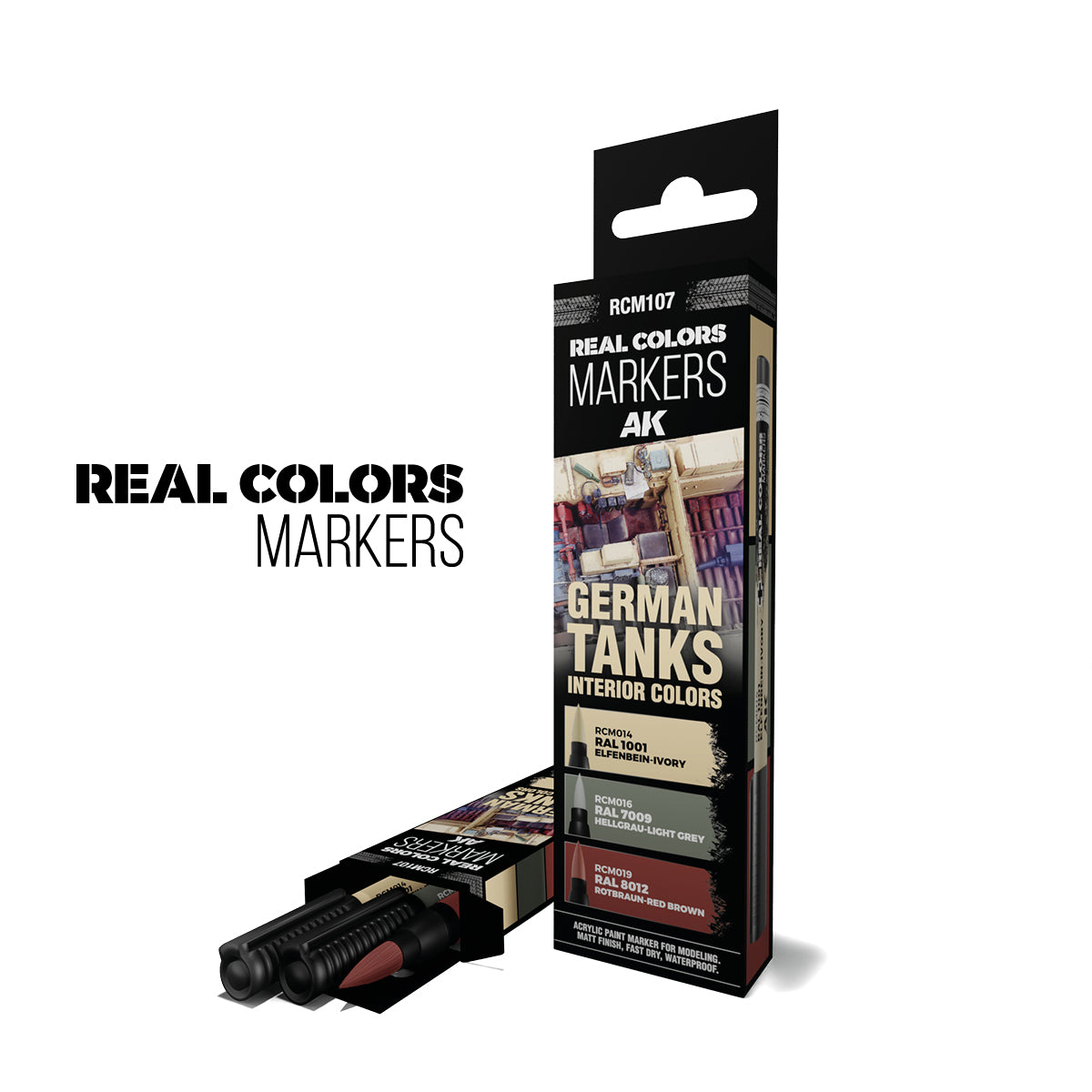 AK Interactive Real Colors Markers German Tanks Interior Colors - Set 3 Real Colors Markers