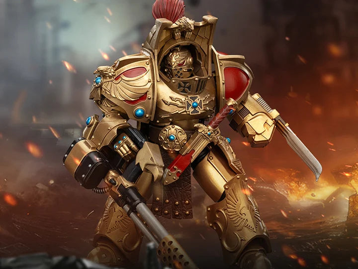 Warhammer The Horus Heresy Legio Custodes Aquilon Terminator Squad Aquilon with Infernus Firepike 1/18 Scale Action Figure