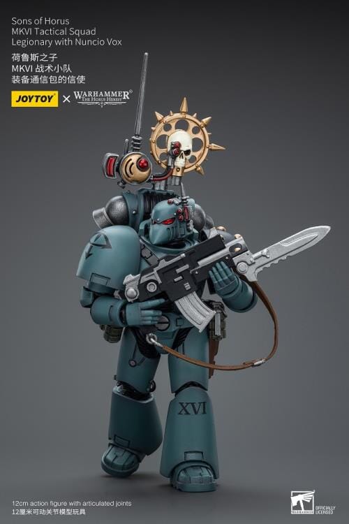 Warhammer 40k Sons of Horus MKVI Tactical Squad Legionary with Nuncio Vox 1/18 Scale Figure