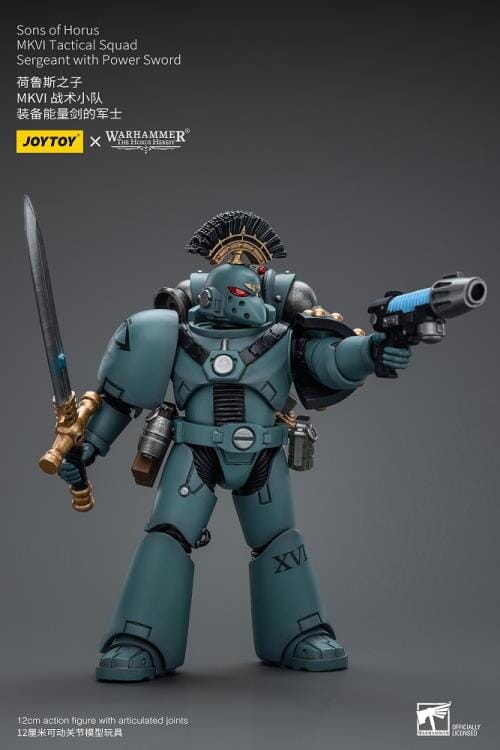 Warhammer 40k Sons of Horus MKVI Tactical Squad Sergeant with Power Sword 1/18 Scale Figure