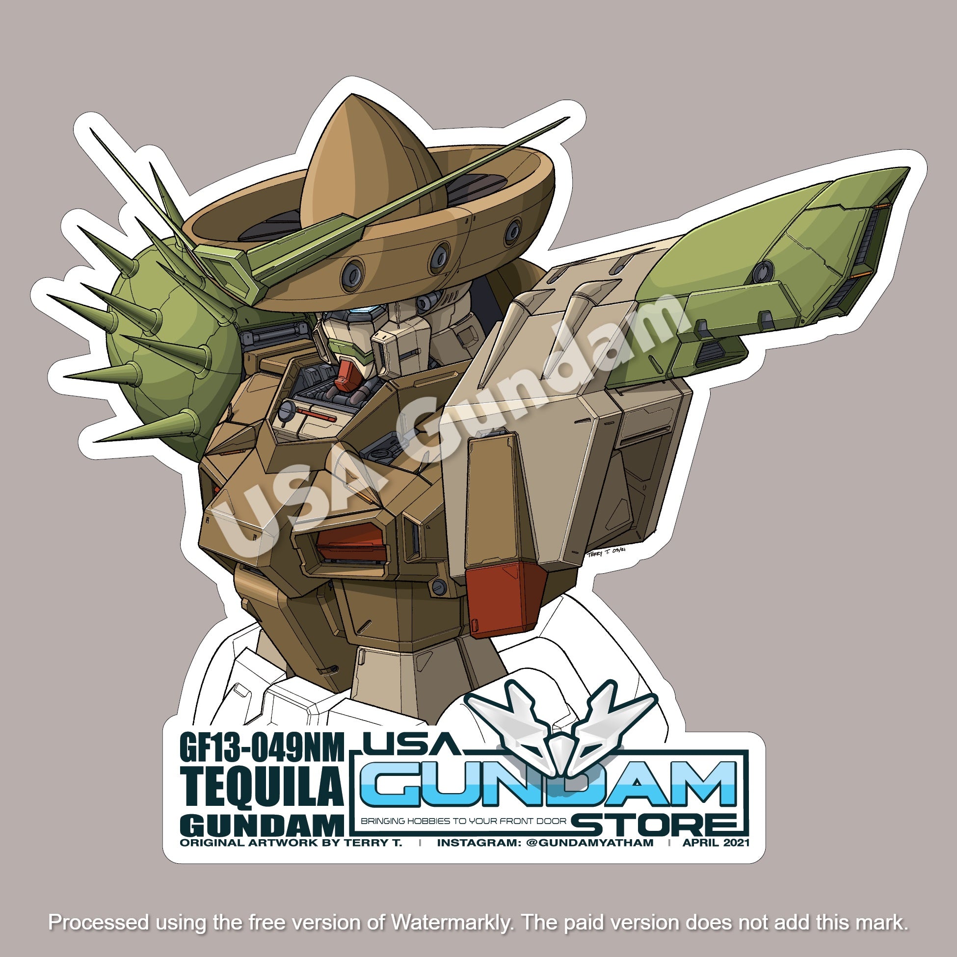 Gundam Tequila Sticker