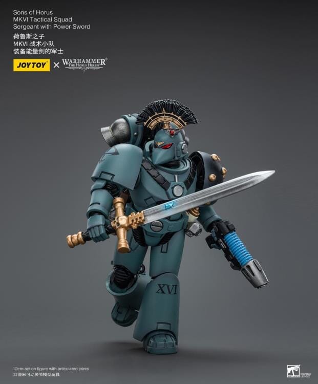 Warhammer 40k Sons of Horus MKVI Tactical Squad Sergeant with Power Sword 1/18 Scale Figure