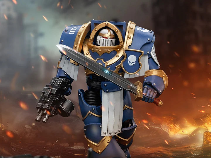 Warhammer The Horus Heresy Ultramarines Cataphractii Terminator Squad Sergeant with Power Sword 1/18 Scale Action Figure