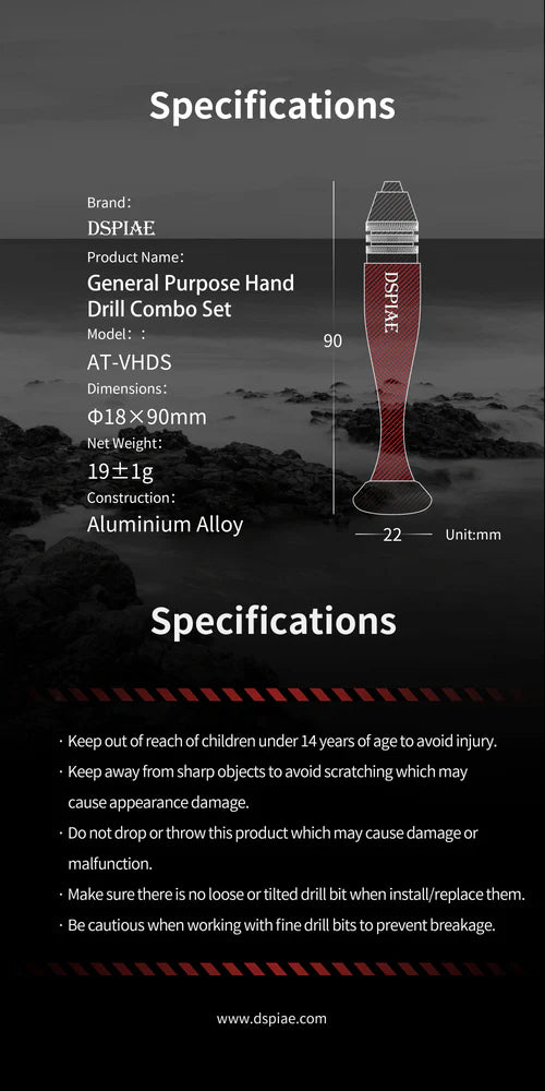 DSPIAE AT-VHDS General Purpose Hand Drill Combo Set