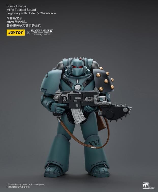 Warhammer 40k Sons of Horus MKVI Tactical Squad Legionary with Bolter & Chainblade 1/18 Scale Figure