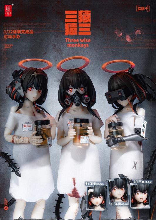 Three Wise Monkeys 01 See No Evil, 02 Hear No Evil, 03 Speak No Evil 1/12 Scale Action Figure Set