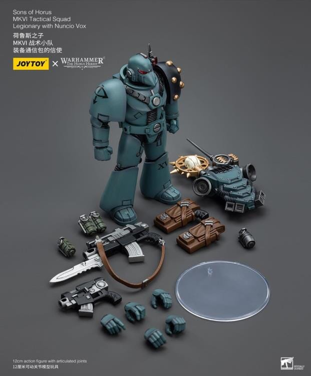 Warhammer 40k Sons of Horus MKVI Tactical Squad Legionary with Nuncio Vox 1/18 Scale Figure