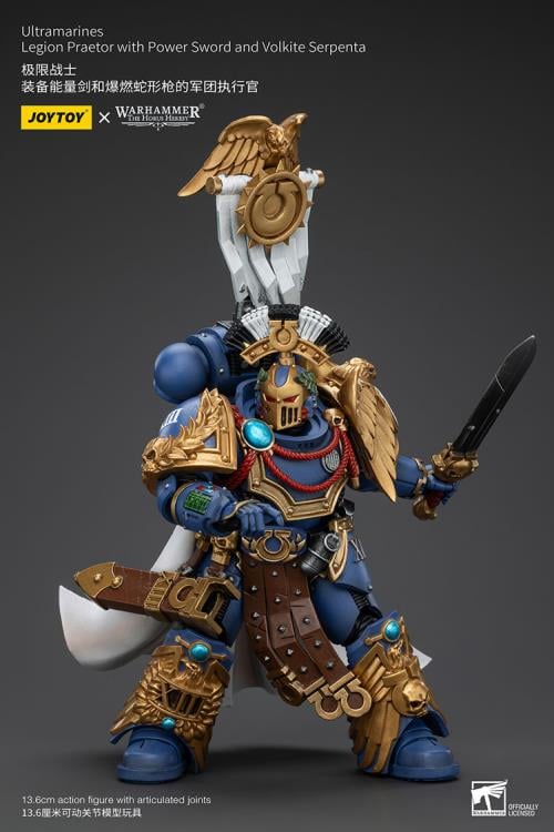 Warhammer The Horus Heresy Ultramarines Legion Praetor with Power Sword and Volkite Serpenta 1/18 Scale Action Figure