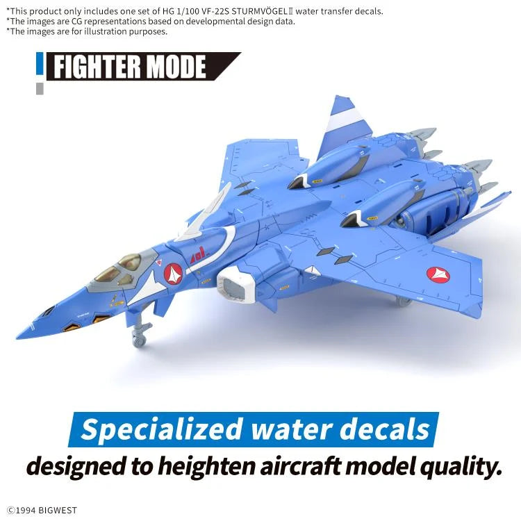 Macross 7 HG VF-22S Sturmvogel II 1/100 Scale Water Slide Decal Sheet