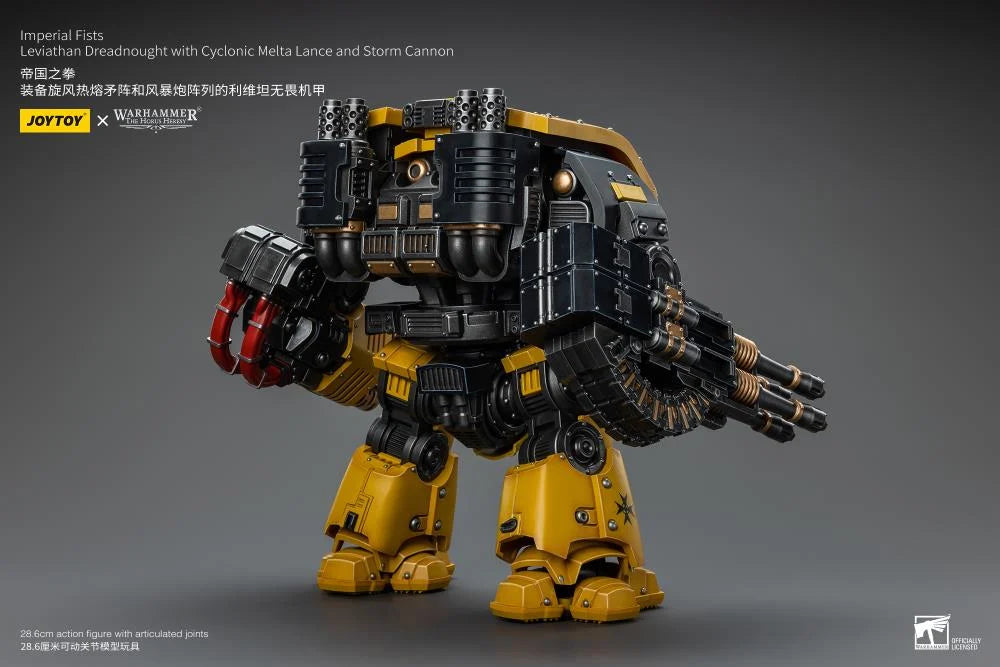 Warhammer 40K Imperial Fists Leviathan Dreadnought with Cyclonic Melta Lance and Storm Cannon 1/18 Scale Action Figure