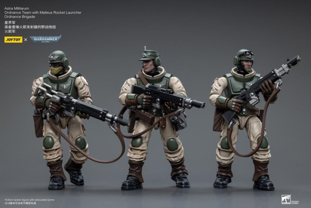 Warhammer 40K Astra Militarum Ordnance Brigade Team with Malleus Rocket Launcher 1/18 Scale Set