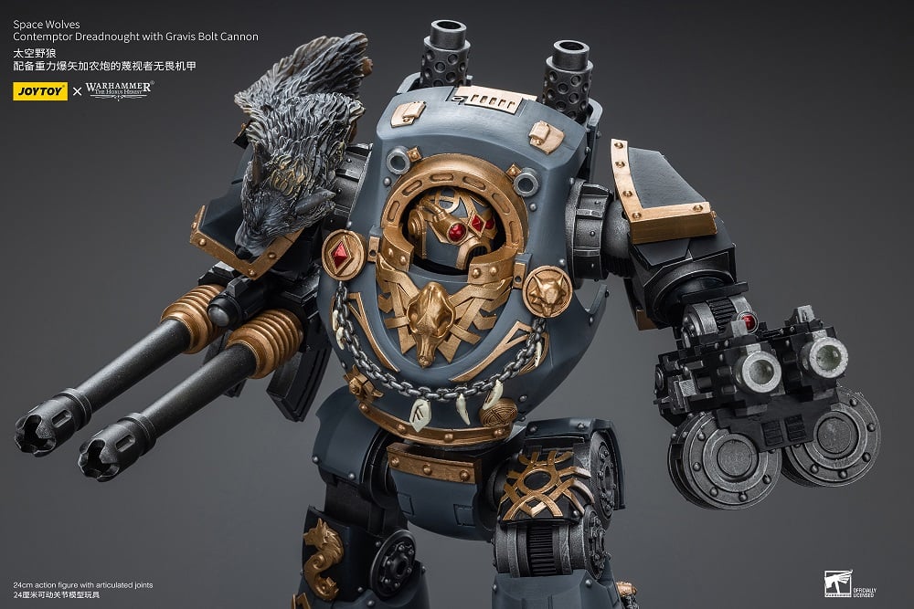 Warhammer 40K Space Wolves Contemptor Dreadnought with Gravis Bolt Cannon 1/18 Scale Action Figure