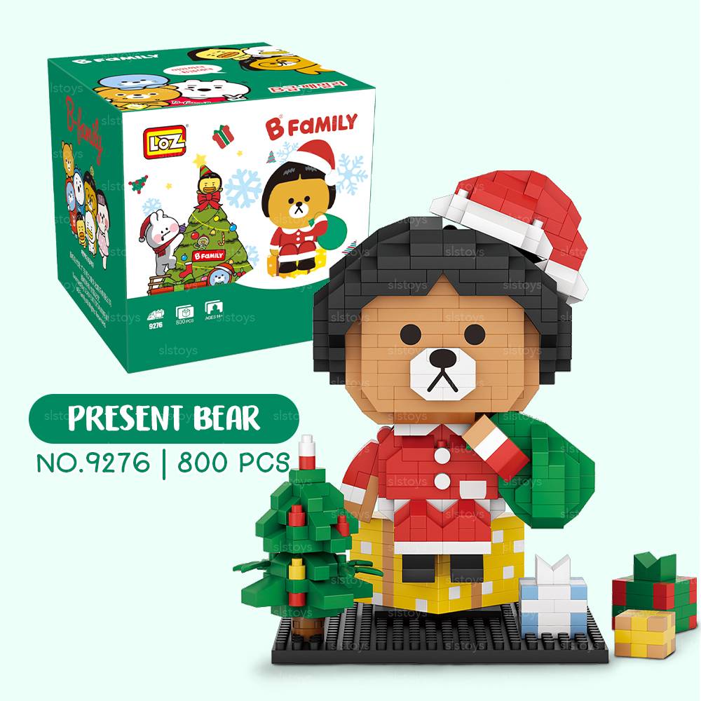 LOZ IDEAS Mini Block 9275 / 9276 B Family Christmas Present Bear Gift Building