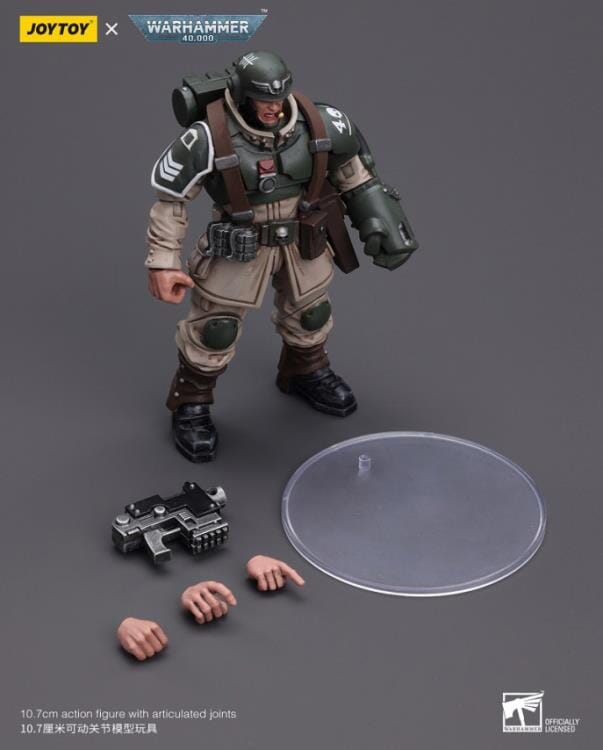 Warhammer 40k Astra Militarum Cadian Command Squad Veteran Sergeant with Power Fist 1/18 Scale Figure