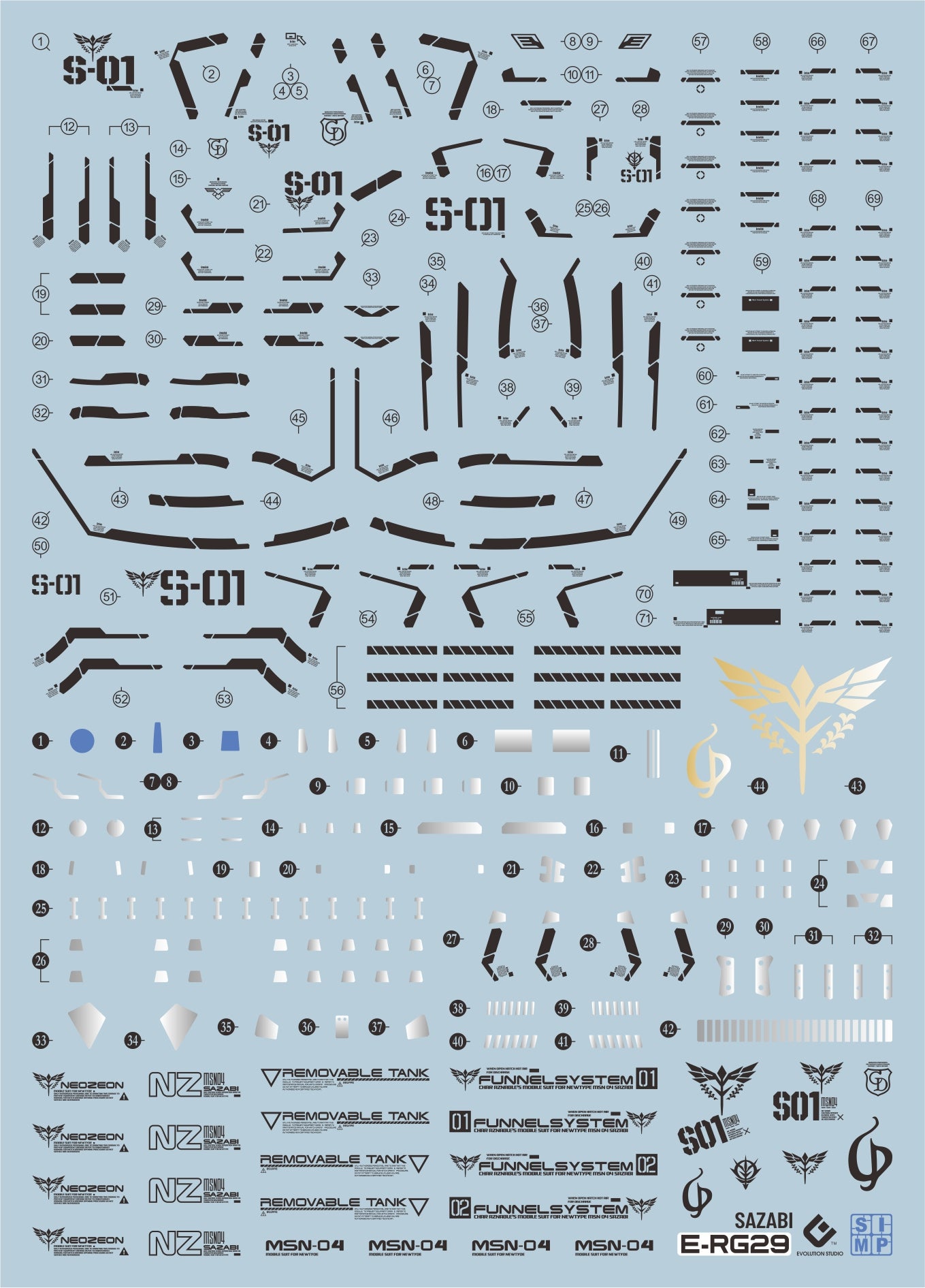 C66 RG MSN-04 Sazabi Black Ver. Decal Set