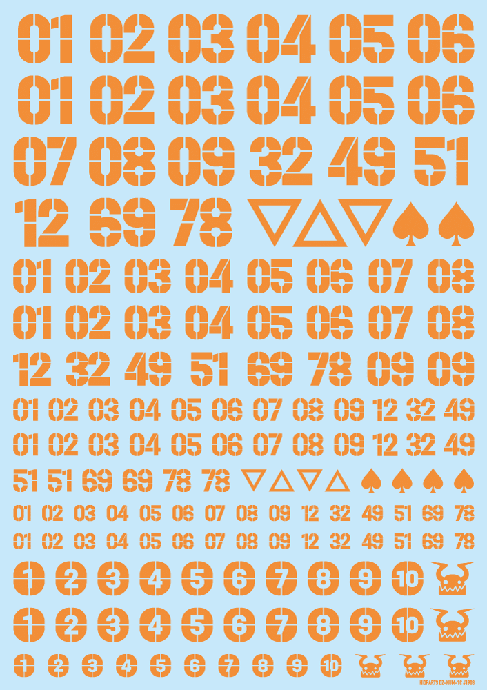 DZ Number Decal Orange (1pc)