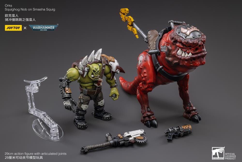 Warhammer 40K Orks Squighog Nob On Smasha Squig 1/18 Scale Figure Set