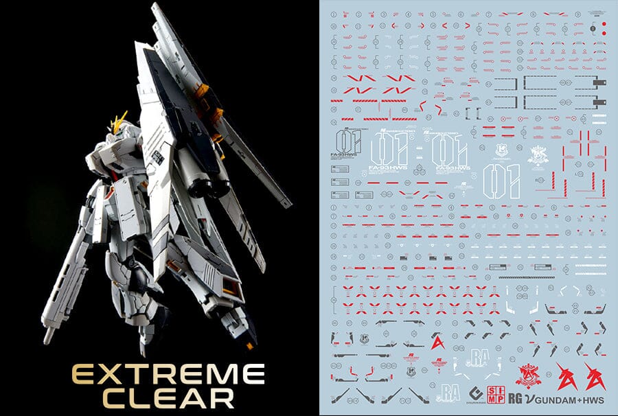 C70 RG Nu Gundam + HWS Extreme Clear Decal Sheet