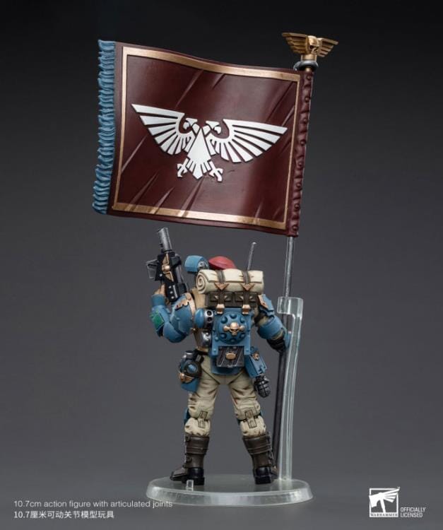 Warhammer 40k Astra Militarum Tempestus Scions Command Squad 55th Kappic Eagles Banner Bearer 1/18 Scale Figure