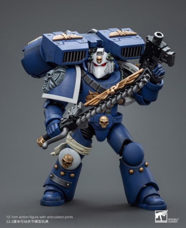 Warhammer 40k Ultramarines Vanguard Veteran with Chainsword & Bolt Pistol 1/18 Scale Figure