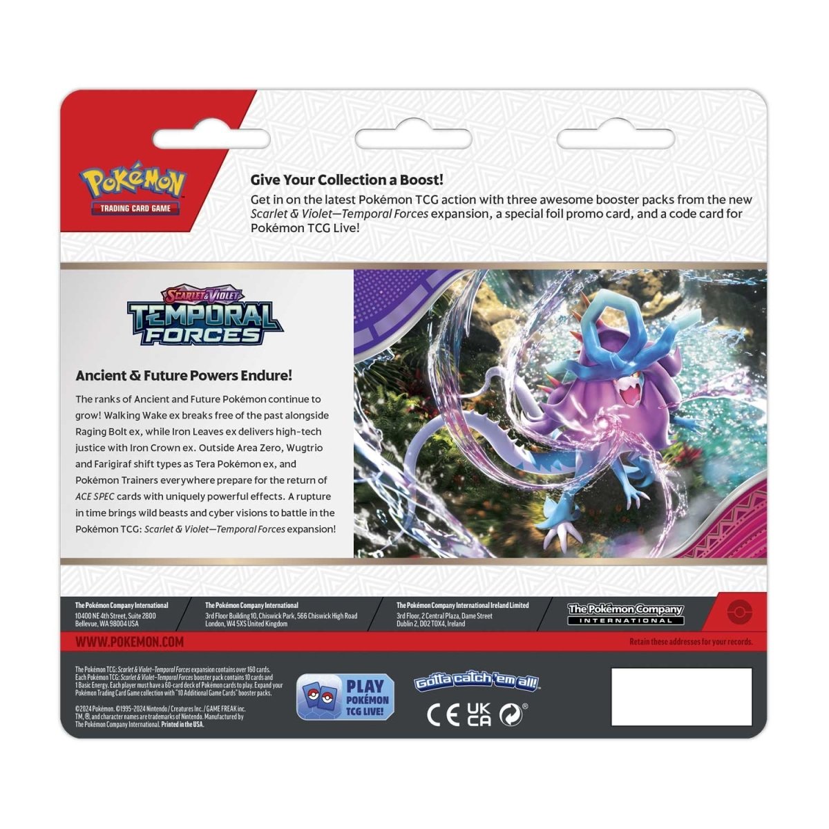 Pokemon TCG Scarlet & Violet-Temporal Forces 3 Booster Packs & Cyclizar Promo Card