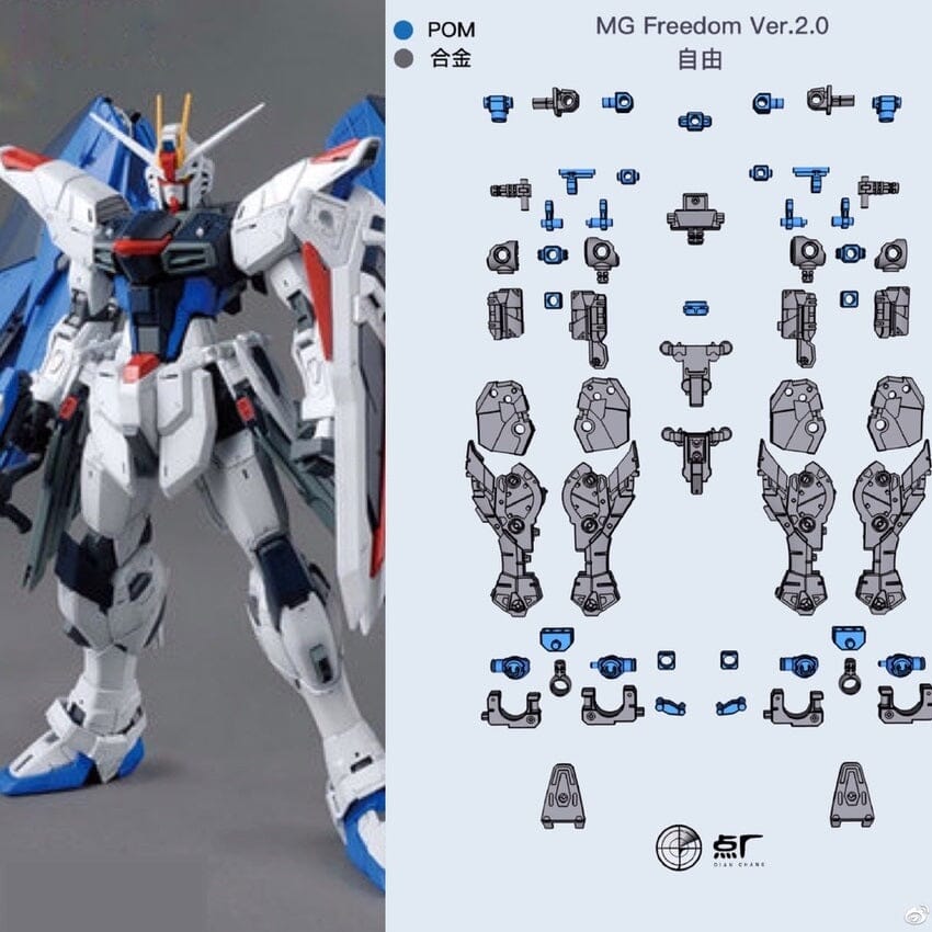 Dot Workshop PFS02-1 Metal Parts for Bandai MG ZGMF-X10A Freedom Gundam Ver. 2.0