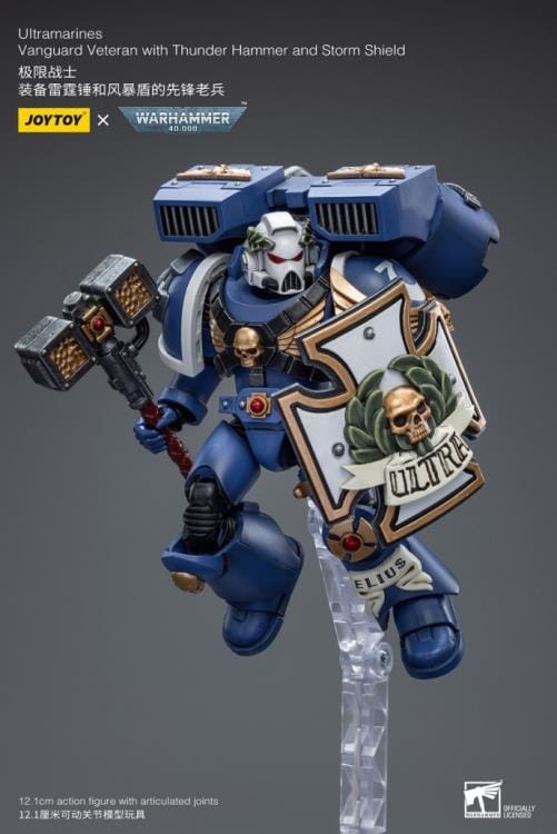 Warhammer 40k Ultramarines Vanguard Veteran with Thunder Hammer & Storm Shield 1/18 Scale Figure