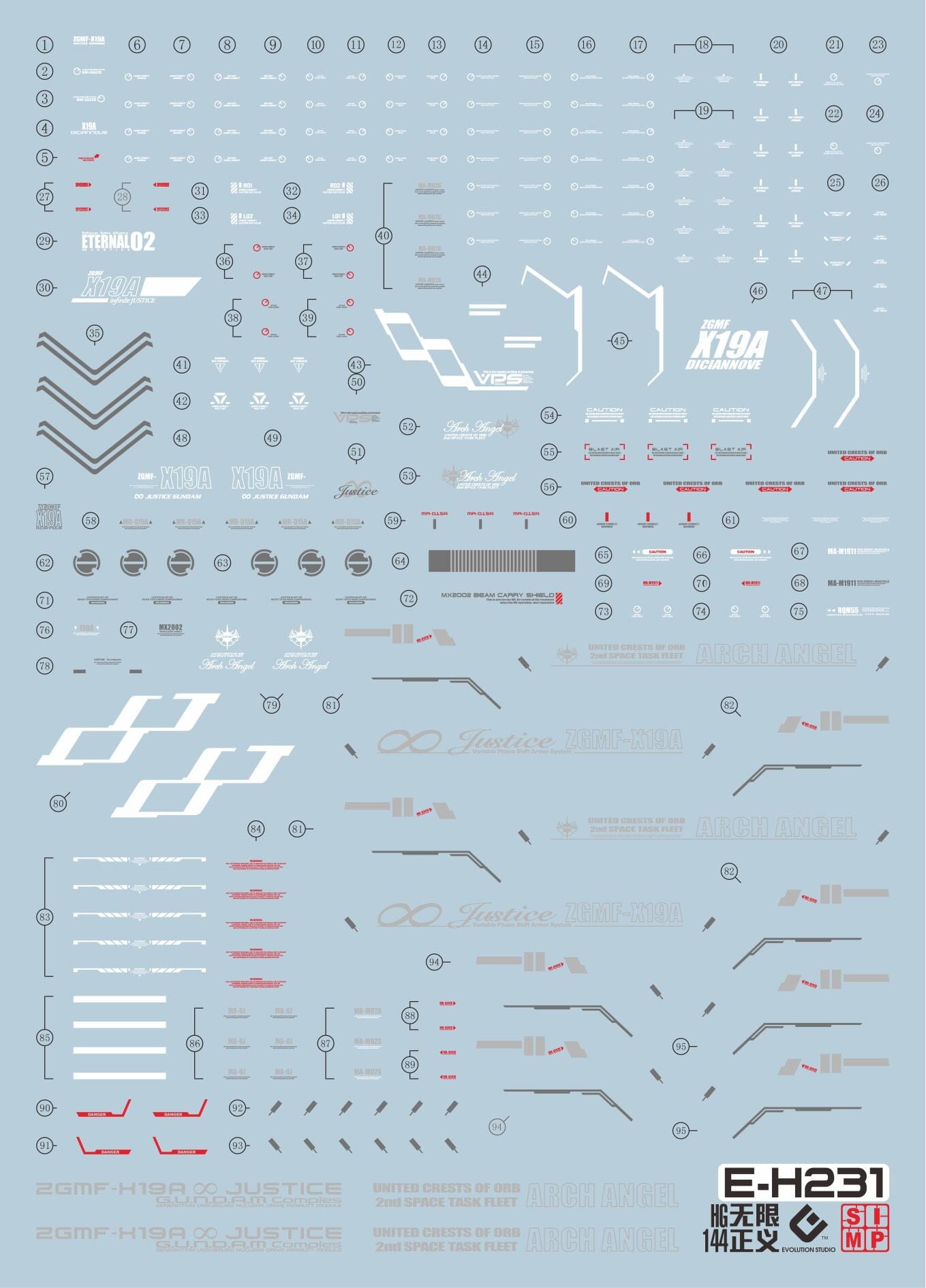 C40 HGCE 1/144 Infinity Justice Gundam Decal Sheet