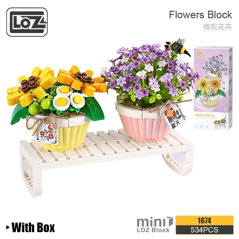 LOZ Potted Plants II 1674 Microscopic Flowers Spring Baby’s Breath Daisy With Bee