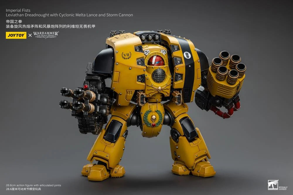 Warhammer 40K Imperial Fists Leviathan Dreadnought with Cyclonic Melta Lance and Storm Cannon 1/18 Scale Action Figure