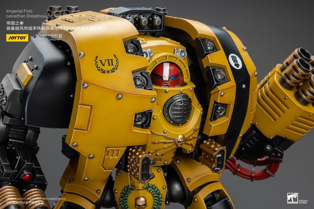 Warhammer 40K Imperial Fists Leviathan Dreadnought with Cyclonic Melta Lance and Storm Cannon 1/18 Scale Action Figure