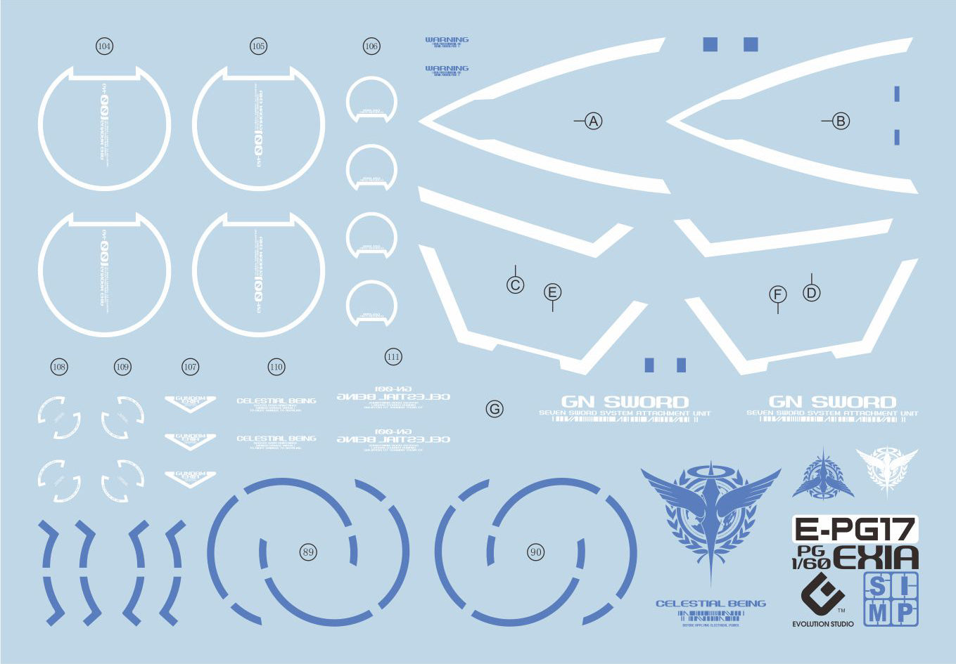 D10 PG Exia Gundam Water Slide Decal