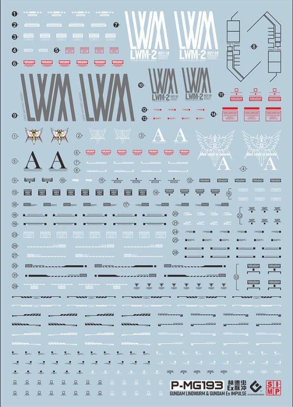 F60 MG Gundam Lindwurm & Ex Impluse Water Decal Sheet