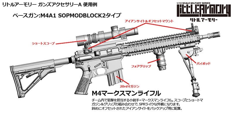 TomyTec Little Armory 1/12 LD022 Guns Accessory A2