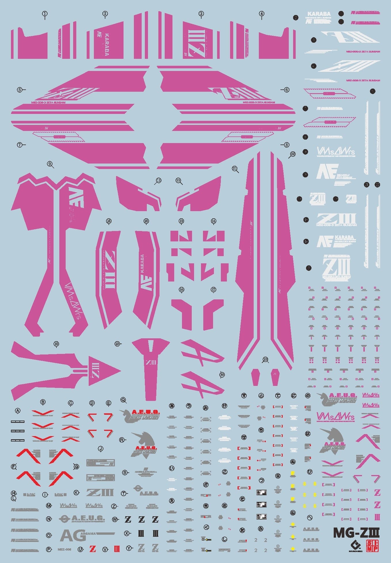 E58 MG Zeta Gundam III (Magenta) Decal Sheet