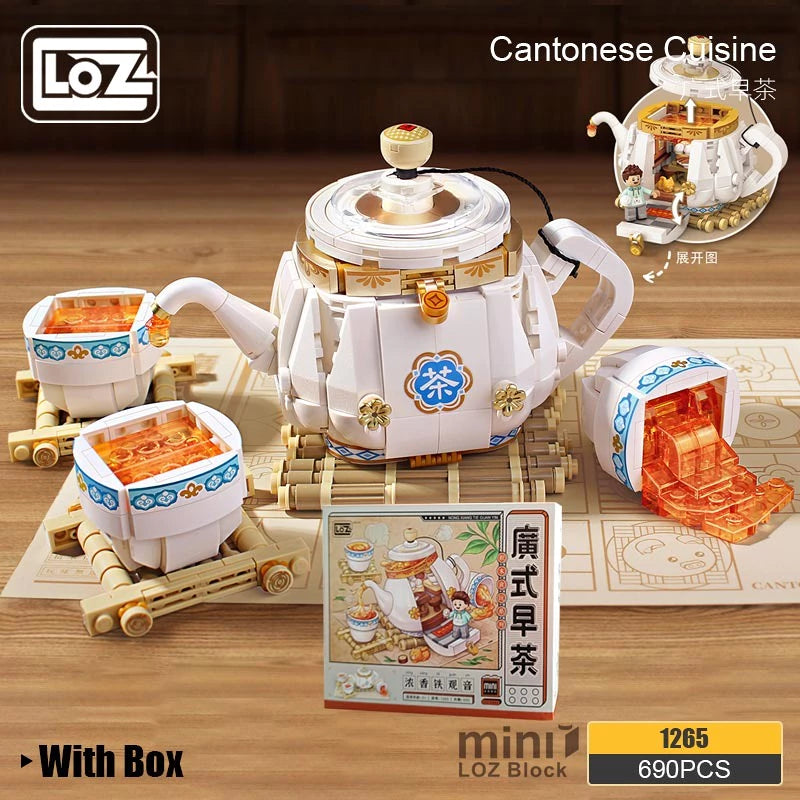 LOZ Food 1265 Cantonese Cuisine Morning Tea Steamer Tea Set