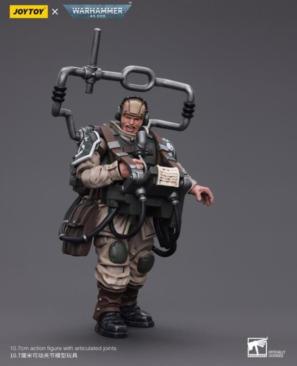 Warhammer 40k Astra Militarum Cadian Command Squad Veteran with Master Vox 1/18 Scale Figure