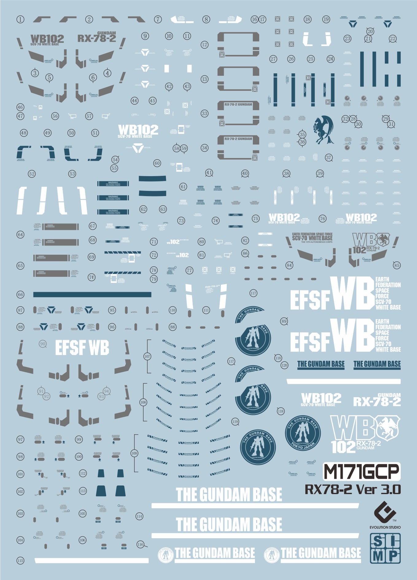 E51 MG Gundam 3.0 RX-78-2 Odaiba Custom Decal Sheet