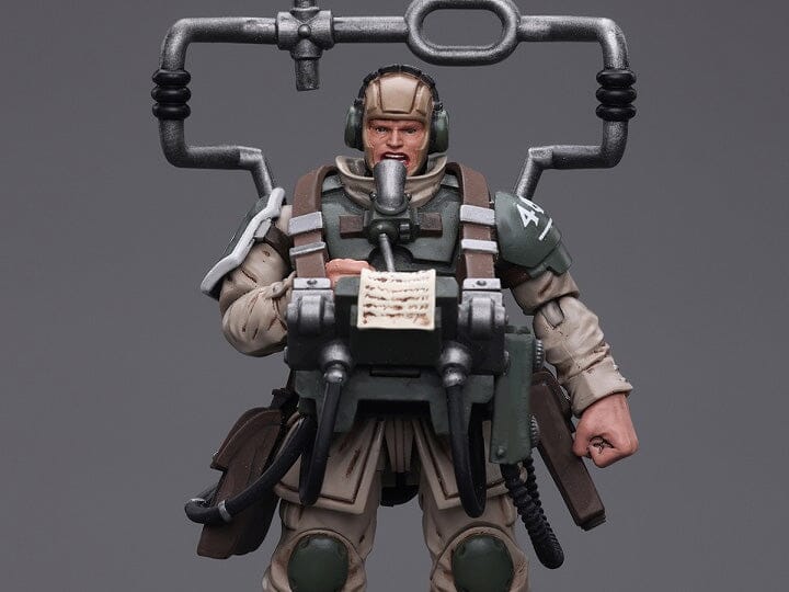 Warhammer 40k Astra Militarum Cadian Command Squad Veteran with Master Vox 1/18 Scale Figure