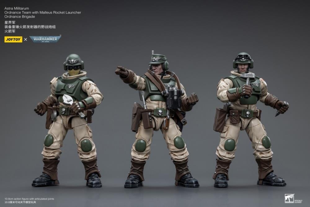 Warhammer 40K Astra Militarum Ordnance Brigade Team with Malleus Rocket Launcher 1/18 Scale Set