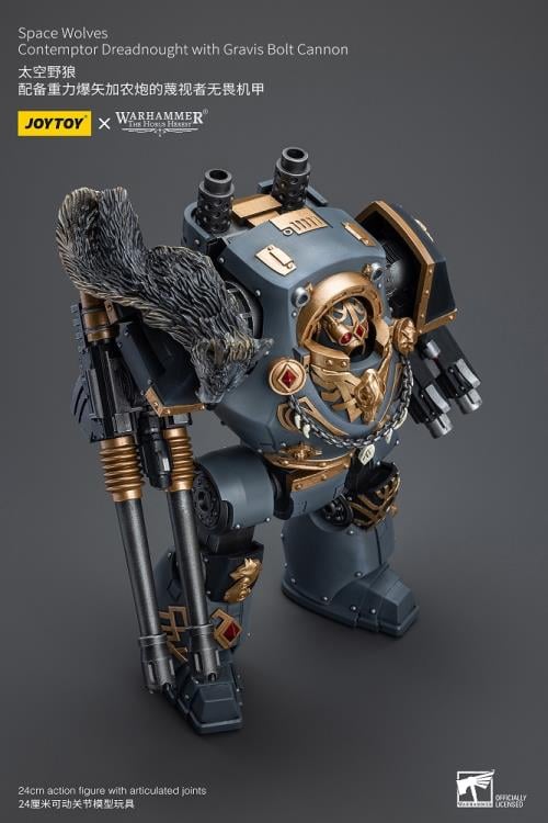 Warhammer 40K Space Wolves Contemptor Dreadnought with Gravis Bolt Cannon 1/18 Scale Action Figure